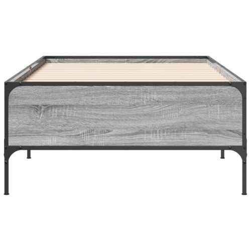 Sengeramme 75 x 190 cm i konstrueret træ og metal - grå sonoma-eg