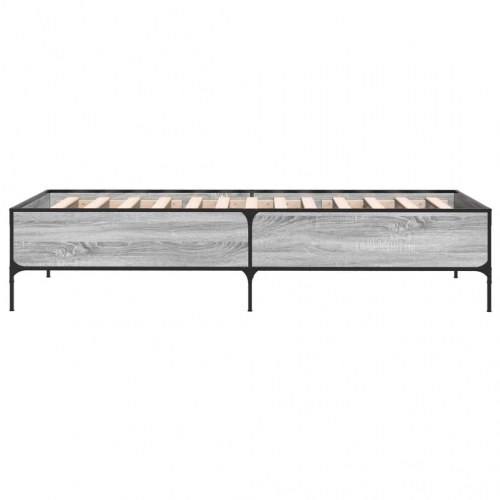 Sengeramme 75 x 190 cm i konstrueret træ og metal - grå sonoma-eg