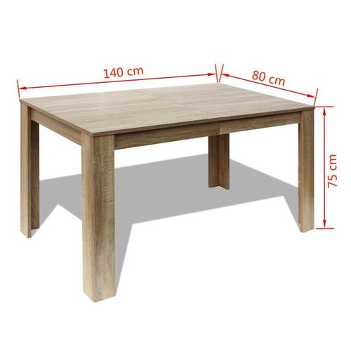 Spisebord 140x80x75 cm egetræsfarvet