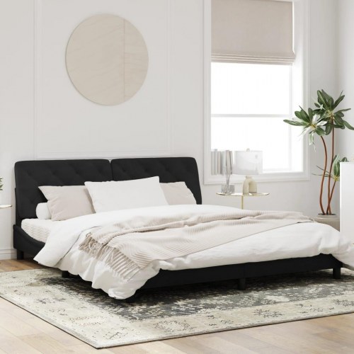 Sengeramme med LED 180 x 200 cm i velour - sort