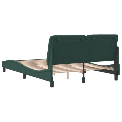 Sengeramme uden madras med hovedgærde 140 x 190 cm - mørkegrøn fløjl