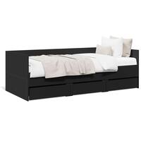 Daybed med skuffer 90x200 cm konstrueret træ sort