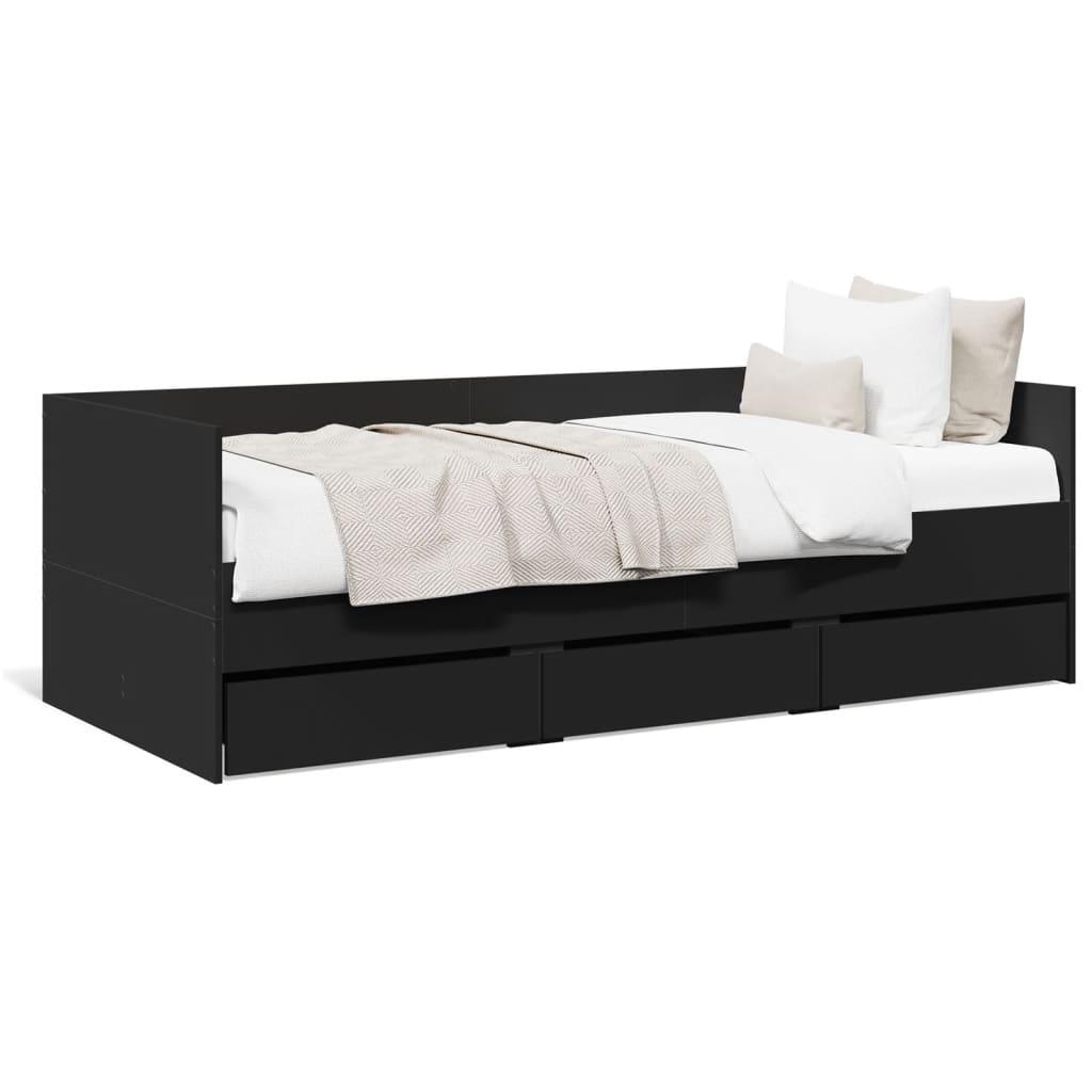 Daybed med skuffer uden madras 90x200 cm sort billede