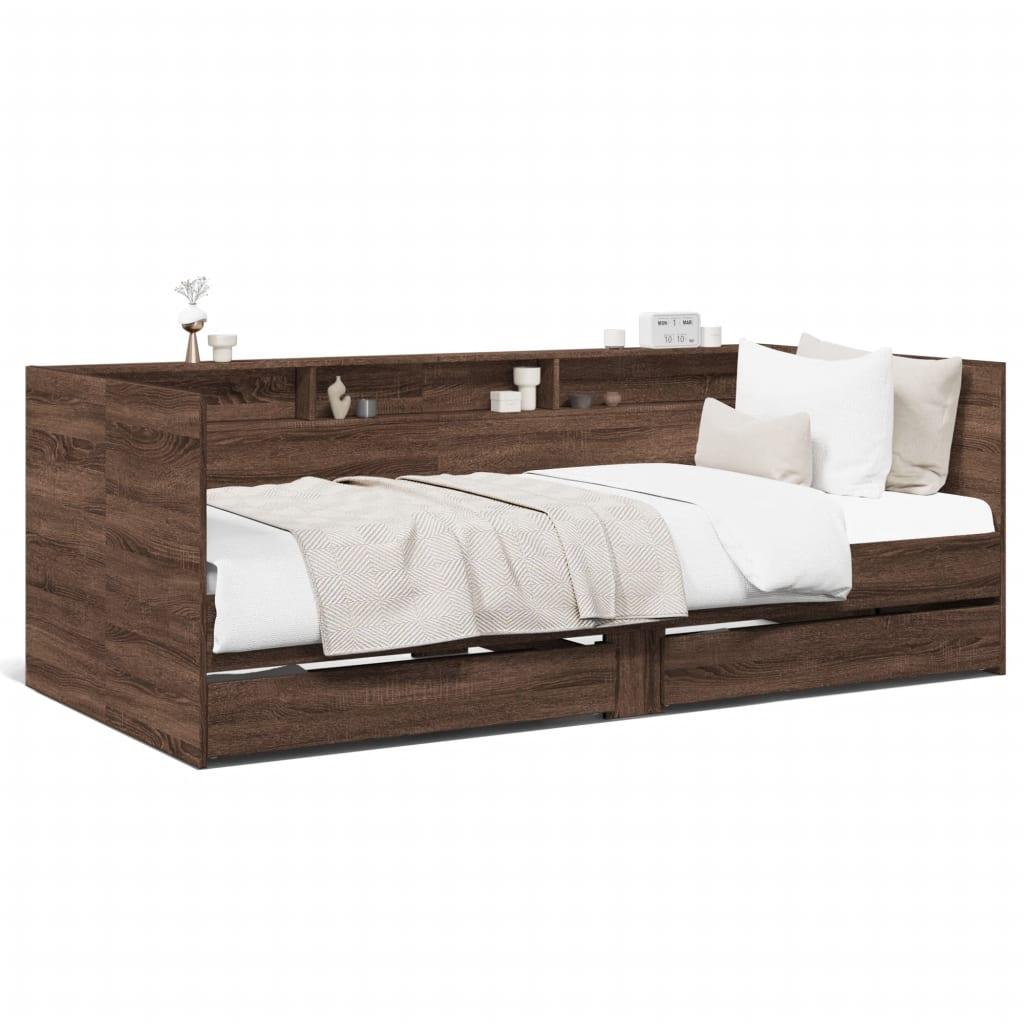 Daybed med skuffer uden madras 90x200 cm brunt eg