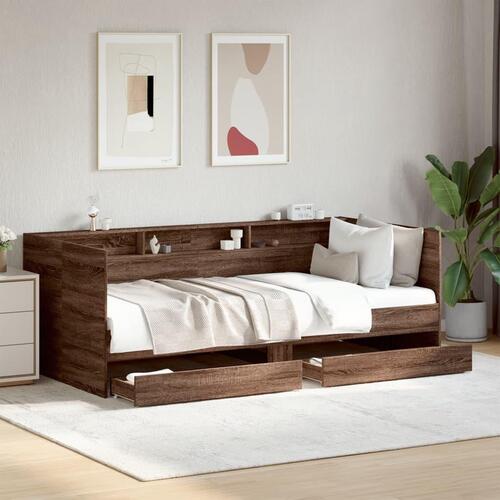 Daybed med skuffer uden madras 90x200 cm brunt eg