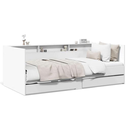 Daybed med skuffer 90x200 cm konstrueret træ hvid