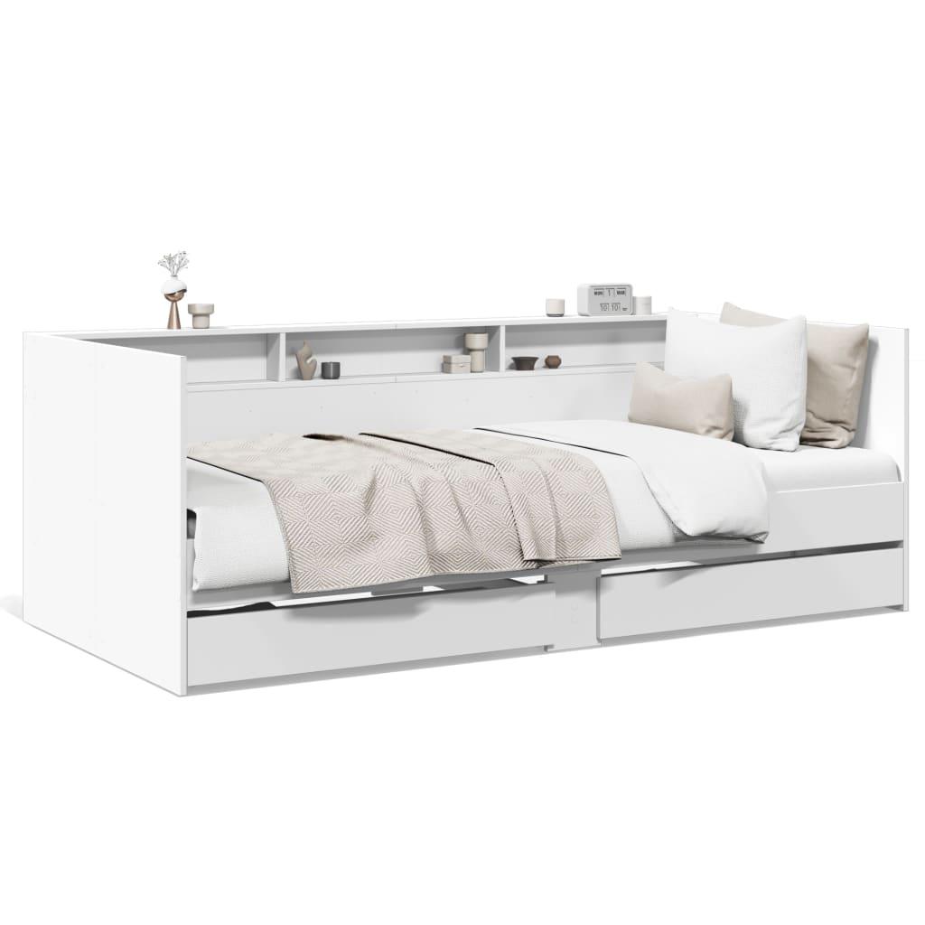 Daybed med skuffer 90x200 cm konstrueret træ hvid