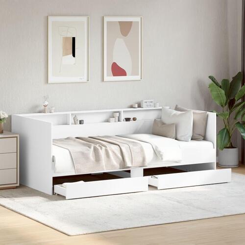 Daybed med skuffer 90x200 cm konstrueret træ hvid