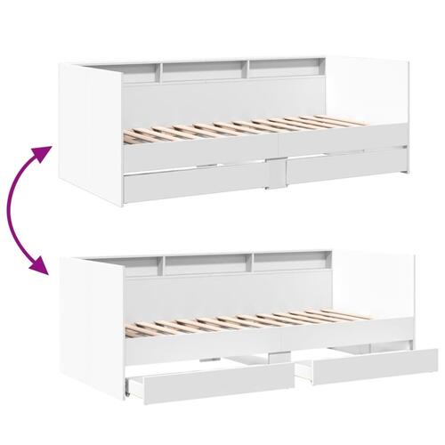 Daybed med skuffer 90x200 cm konstrueret træ hvid