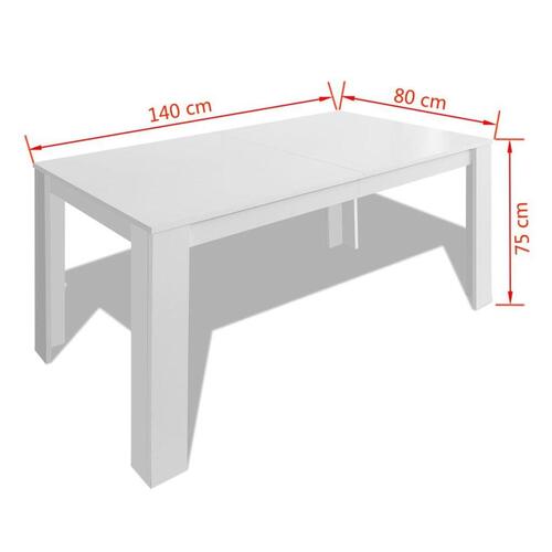 Spisebord 140x80x75 cm hvid