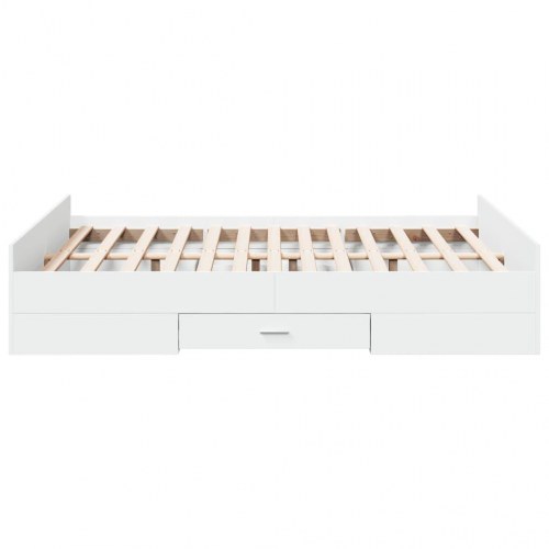 Sengeramme med 2 skuffer 135 x 190 cm - hvid højglans
