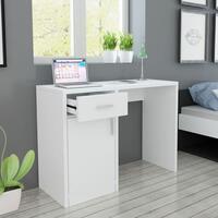 Skrivebord med skuffe og skab hvid 100x40x73 cm