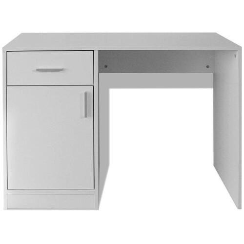 Skrivebord med skuffe og skab hvid 100x40x73 cm