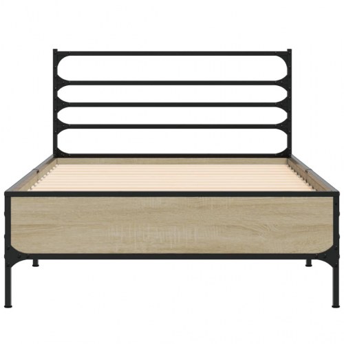 Sengeramme 90 x 200 cm i konstrueret træ og metal - sonoma-eg