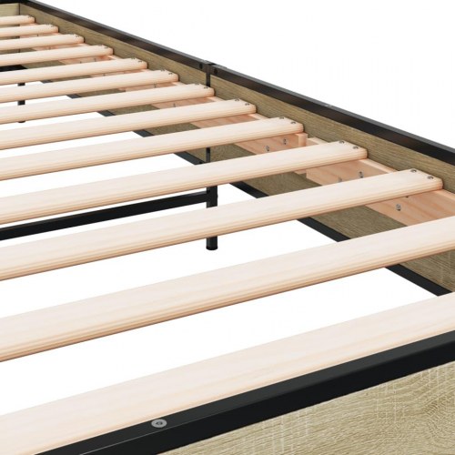 Sengeramme 90 x 200 cm i konstrueret træ og metal - sonoma-eg