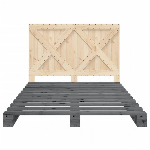 Sengeramme med gavl 140 x 200 cm i massivt fyrretræ - grå