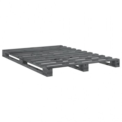 Sengeramme med gavl 140 x 200 cm i massivt fyrretræ - grå