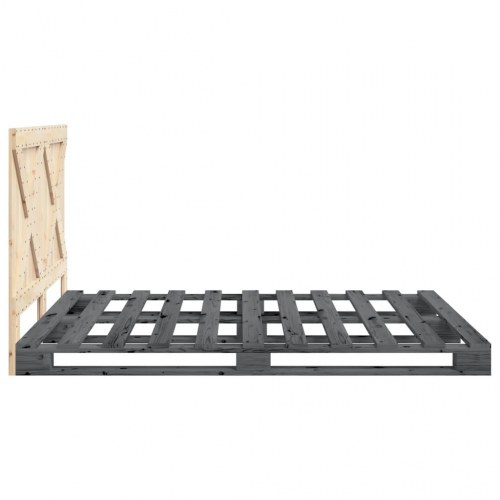 Sengeramme med gavl 140 x 200 cm i massivt fyrretræ - grå