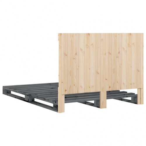 Sengeramme med gavl 140 x 200 cm i massivt fyrretræ - grå