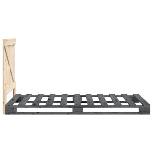 Sengeramme med sengegavl 90 x 200 cm i massivt fyrretræ - grå