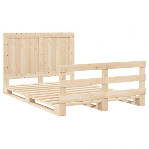 Sengeramme med sengegavl 140x200 cm i massivt fyrretræ