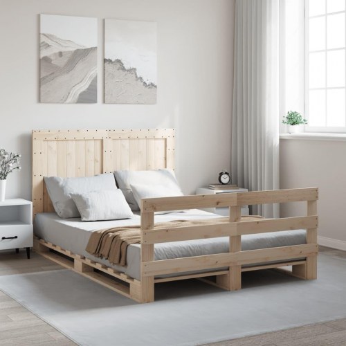 Sengeramme med sengegavl 140x200 cm i massivt fyrretræ