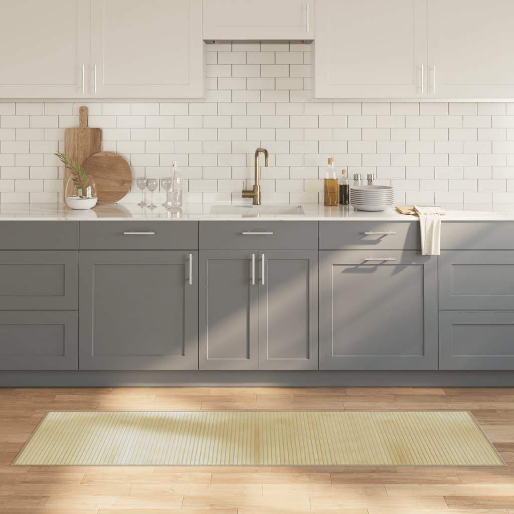 Gulvtæppe 60x200 cm rektangulær bambus lys naturfarvet billede