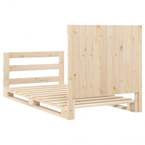Sengeramme med sengegavl 100 x 200 cm i massivt fyrretræ