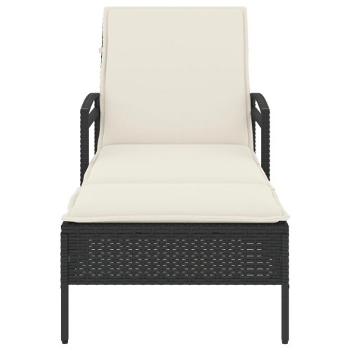 Liggestol med hynde 63x200x81 cm polyrattan sort
