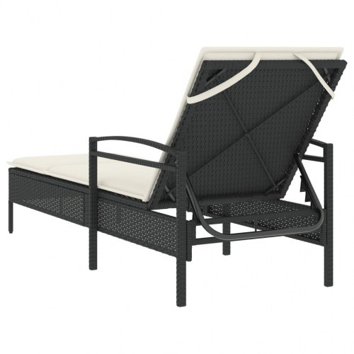 Liggestol med hynde 63x200x81 cm polyrattan sort