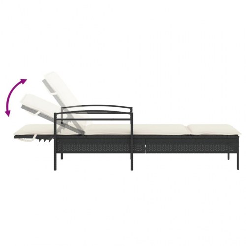Liggestol med hynde 63x200x81 cm polyrattan sort