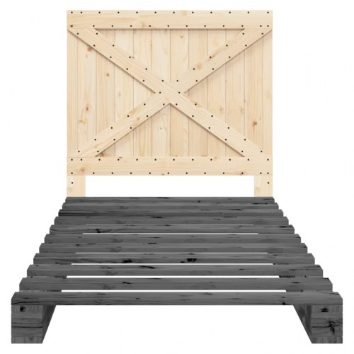 Sengeramme med sengegavl 100x200 cm massivt fyrretræ grå