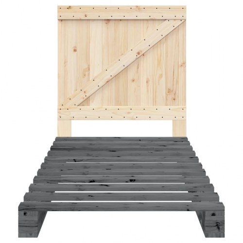 Sengeramme med sengegavl 90 x 200 cm massivt fyrretræ - grå