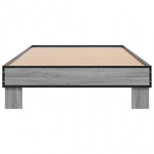 Sengeramme 90x190 cm konstrueret træ og metal grå sonoma-eg