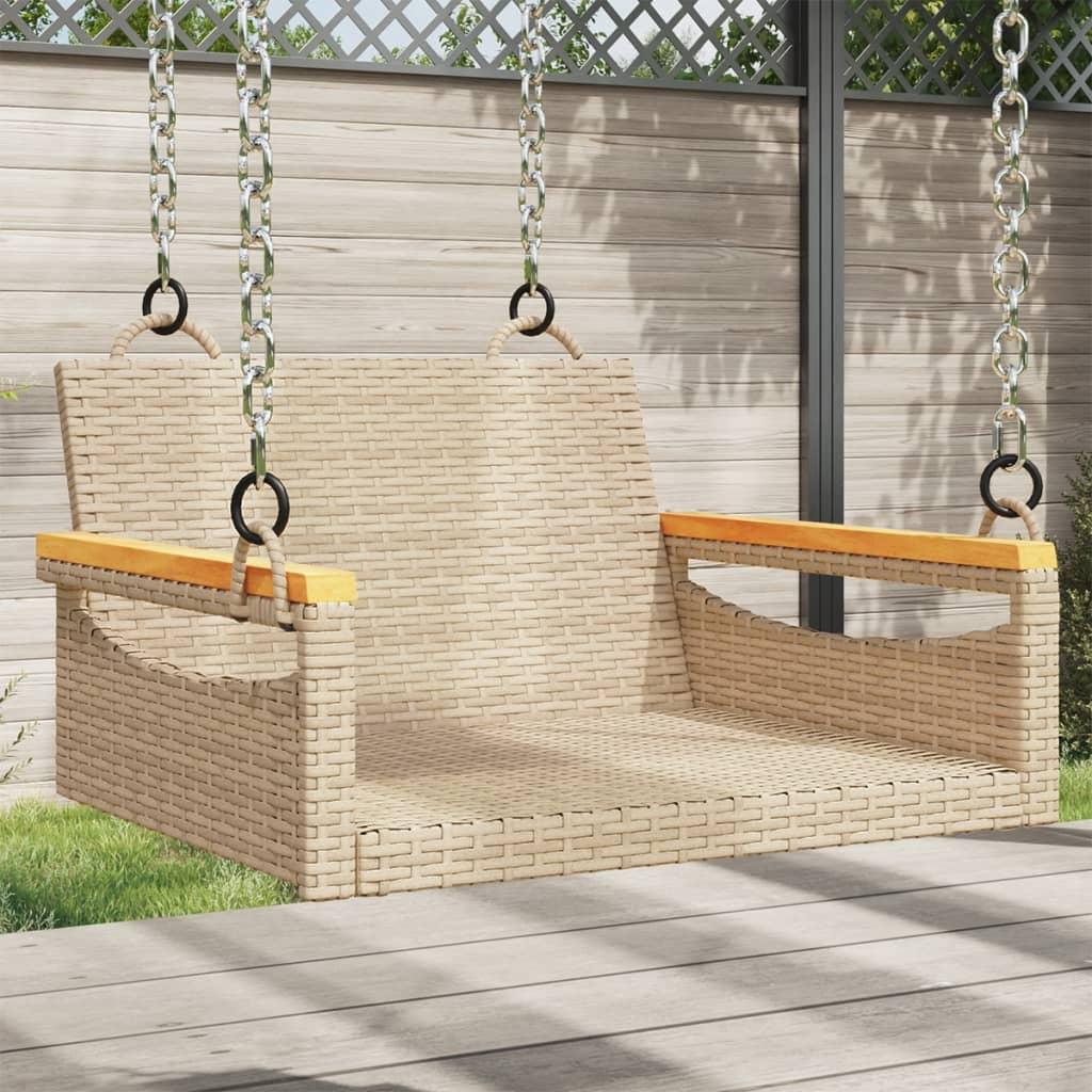 Gyngebænk 63x62x40 cm polyrattan beige