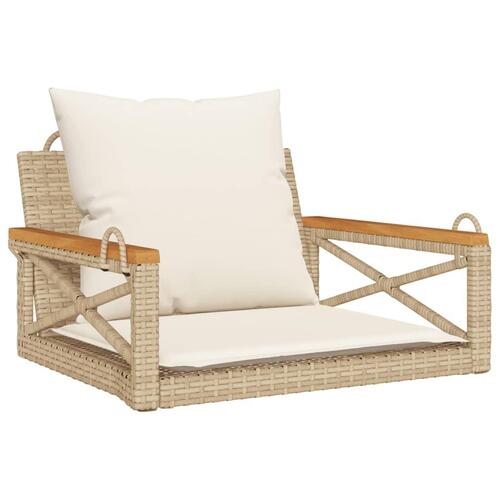 Gyngebænk med hynder 63x62x40 cm polyrattan beige