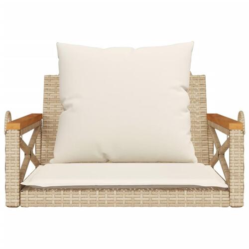 Gyngebænk med hynder 63x62x40 cm polyrattan beige