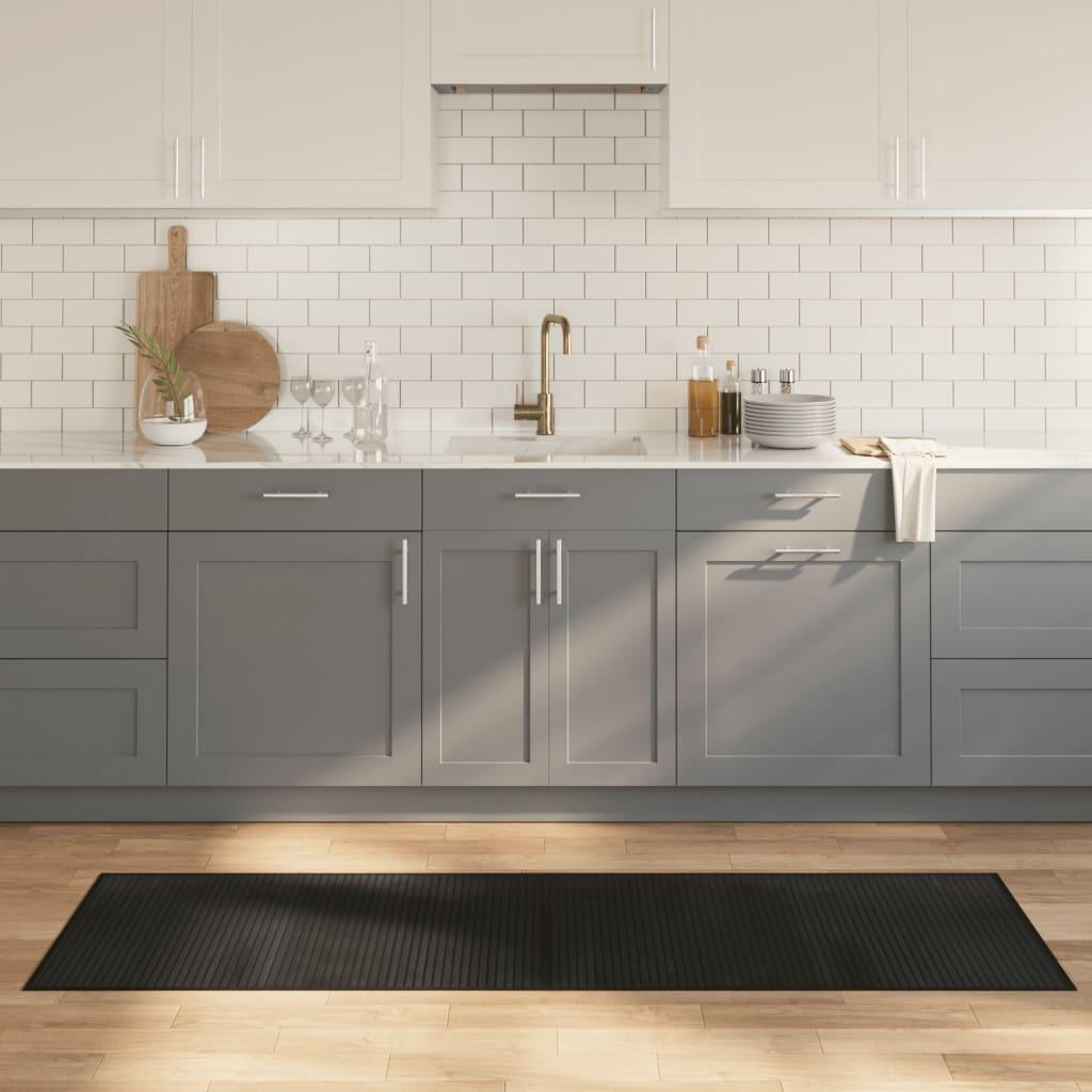 Gulvtæppe 60x200 cm rektangulær bambus sort billede