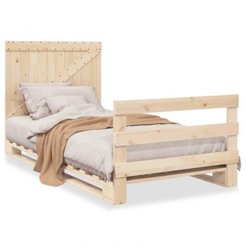 Sengeramme med sengegavl 100 x 200 cm i massivt fyrretræ
