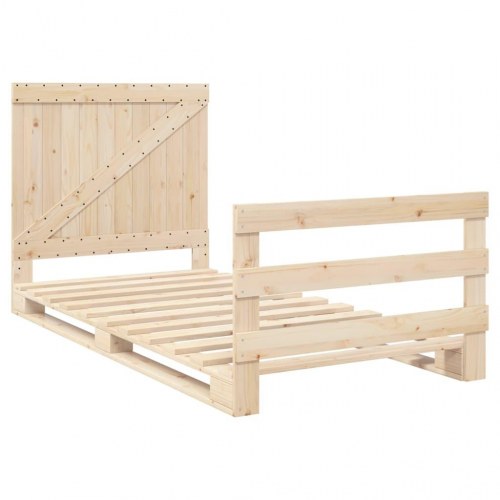 Sengeramme med sengegavl 100 x 200 cm i massivt fyrretræ