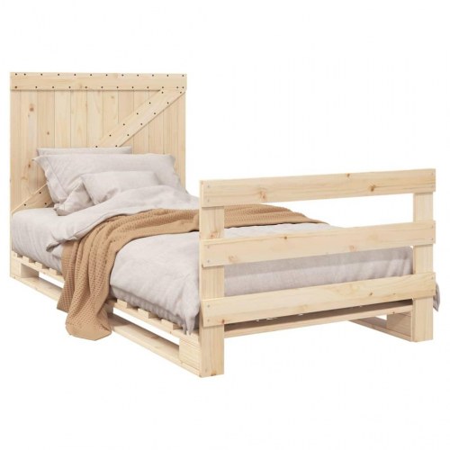 Sengeramme med sengegavl 100 x 200 cm i massivt fyrretræ