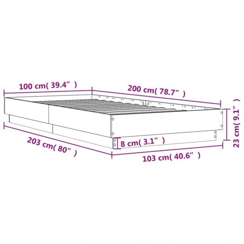 Sengeramme 100×200 cm i konstrueret træ - brunt eg