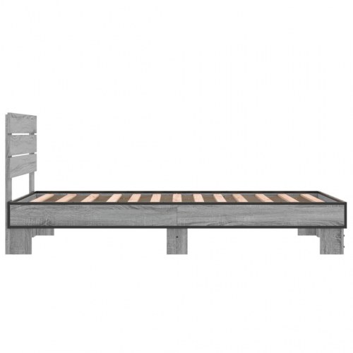 Sengeramme 75x190 cm konstrueret træ og metal grå sonoma-eg