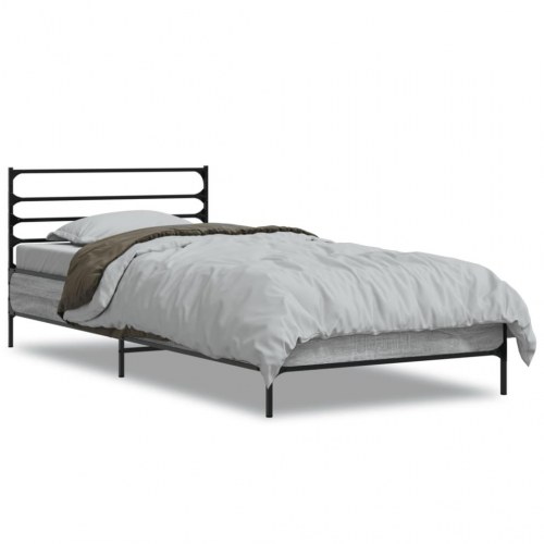 Sengeramme med gavl 90 x 200 cm - grå sonoma-eg