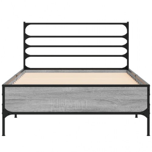 Sengeramme med gavl 90 x 200 cm - grå sonoma-eg