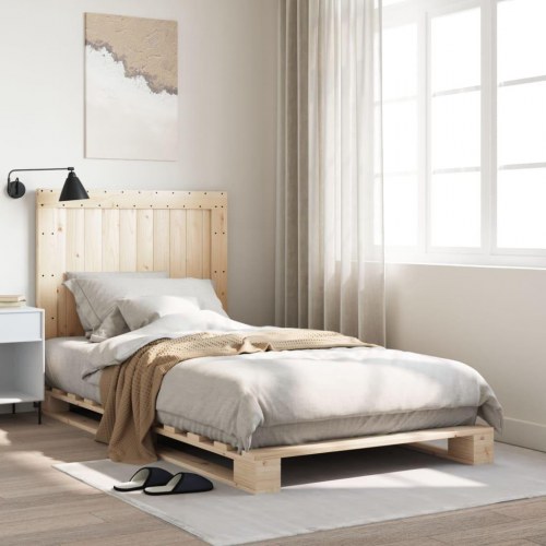 Sengeramme med sengegavl 100x200 cm i massivt fyrretræ