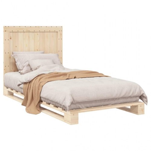Sengeramme med sengegavl 100x200 cm i massivt fyrretræ