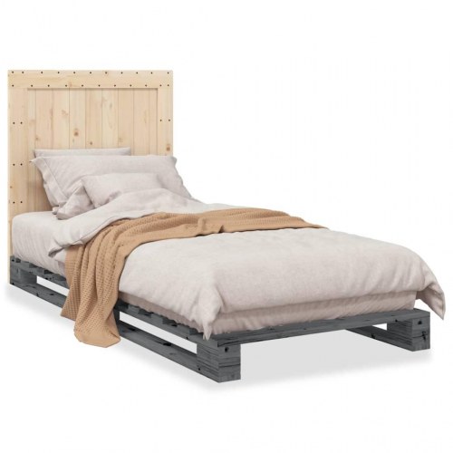 Sengeramme med sengegavl 90 x 200 cm - grå