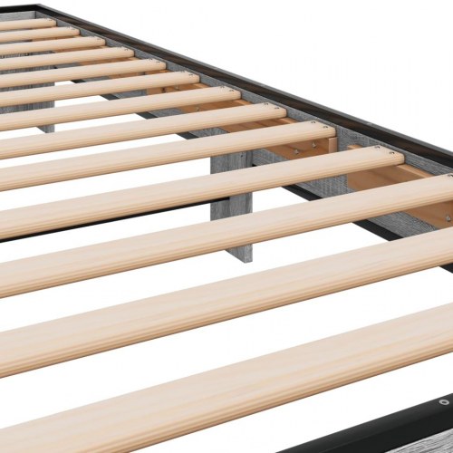 Sengeramme 90 x 200 cm i konstrueret træ og metal - grå sonoma-eg