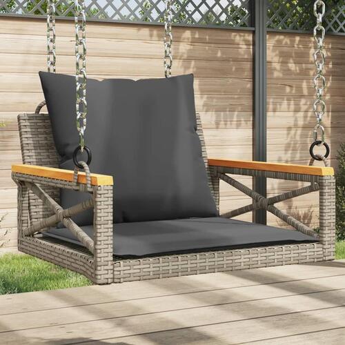 Gyngebænk med hynder 63x62x40 cm polyrattan grå